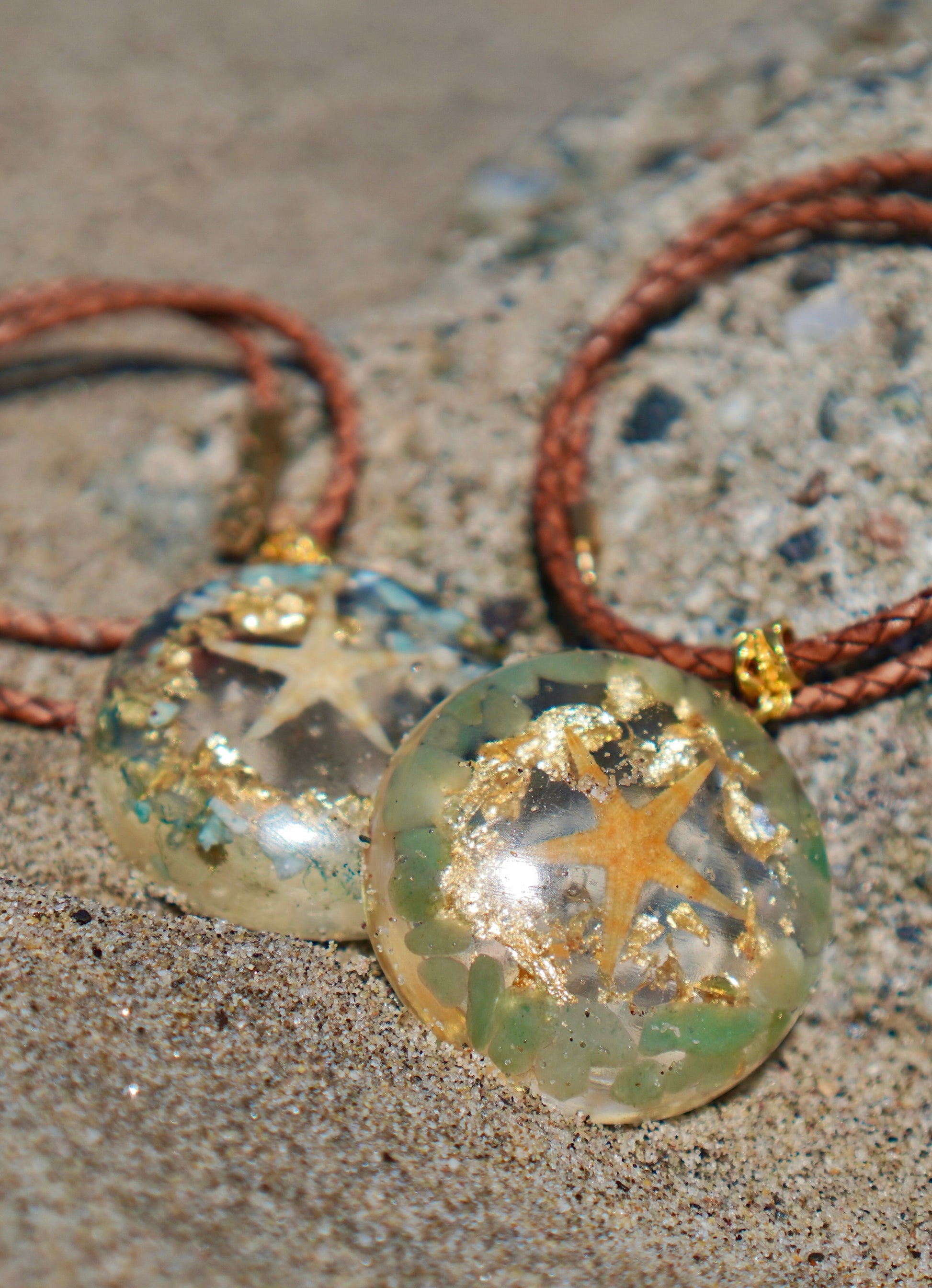 GREEN AVENTURINE STARFISH RESIN PENDANT