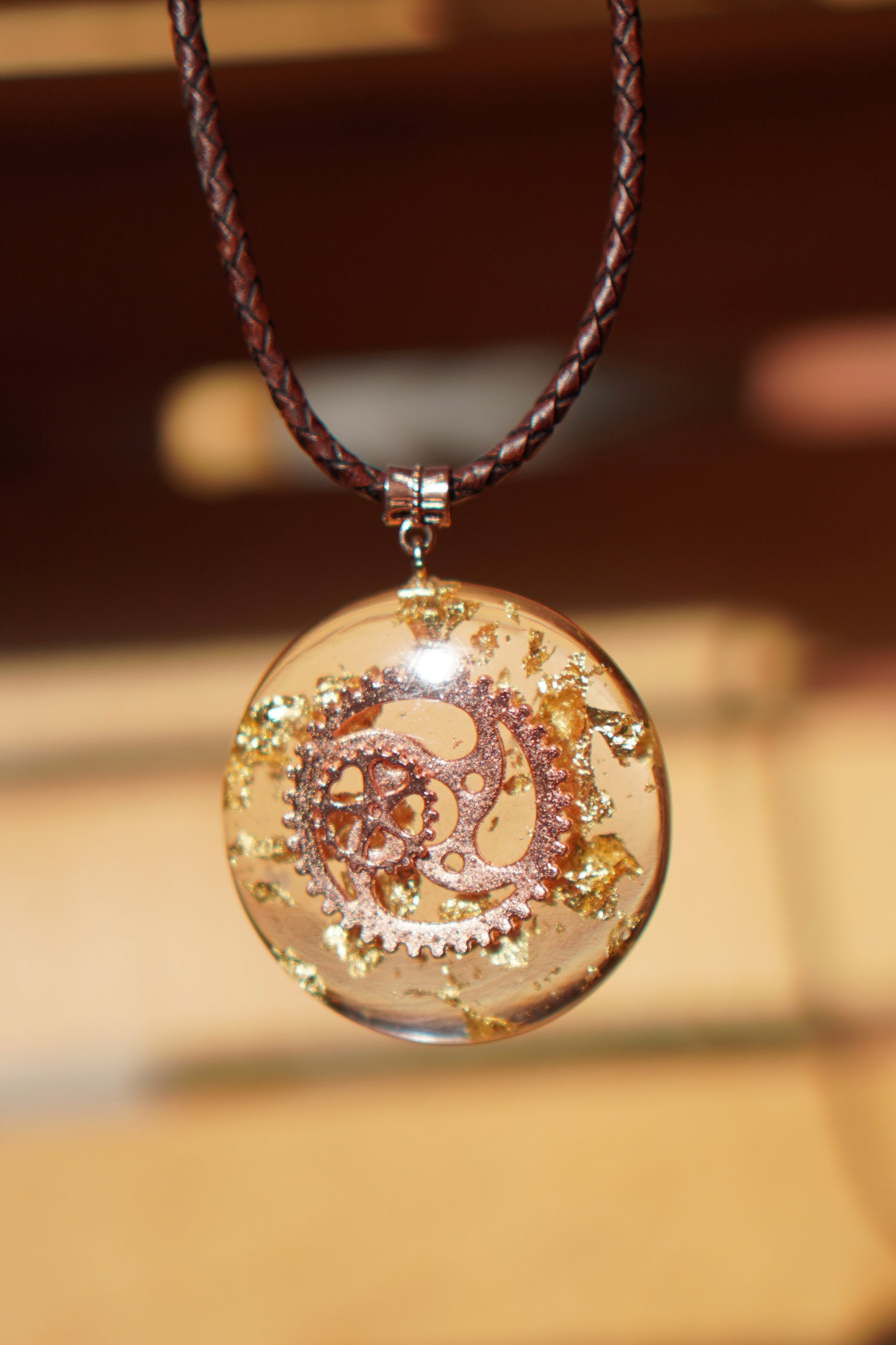 ROSE GOLD STEAMPUNK RESIN PENDANT