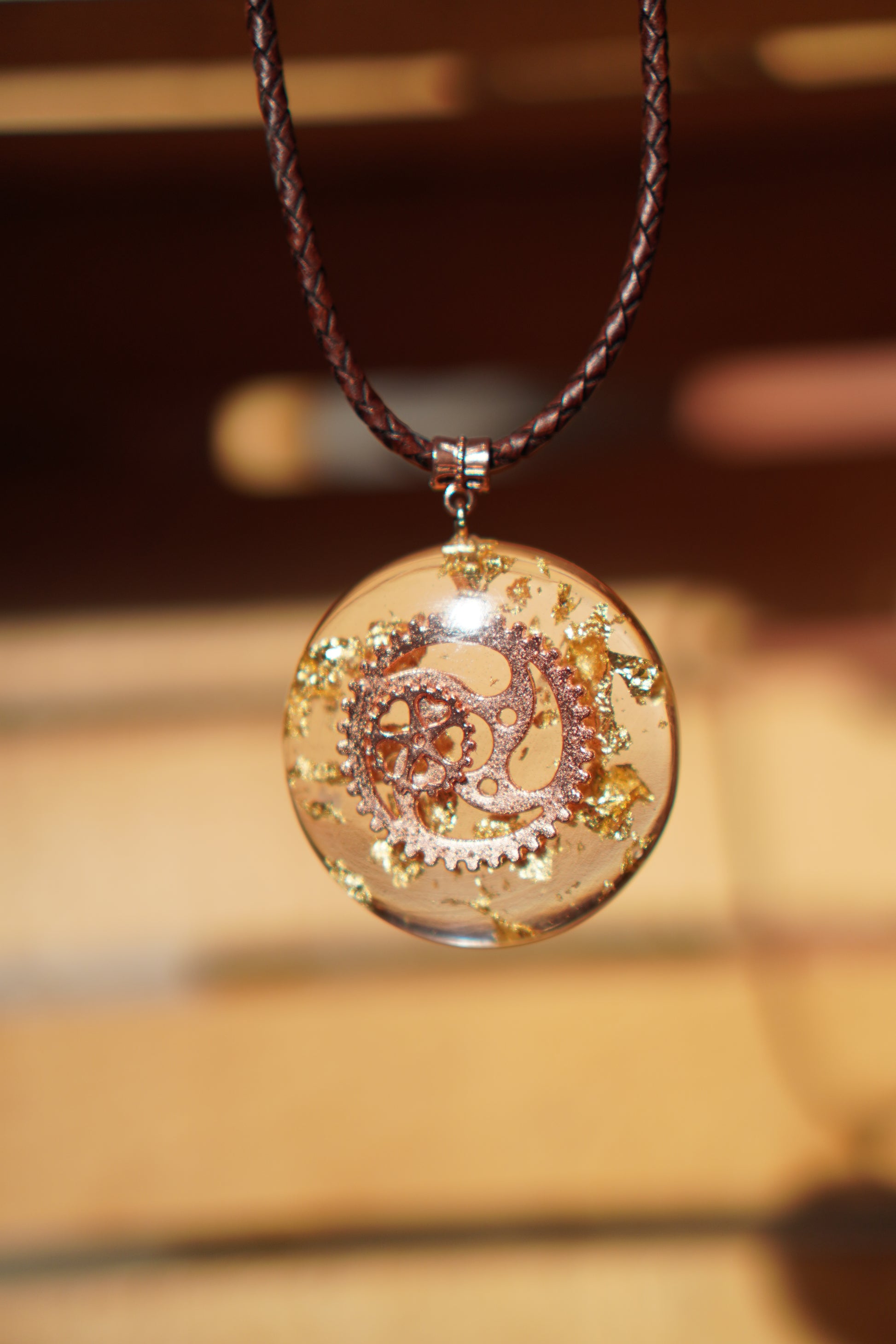 ROSE GOLD STEAMPUNK RESIN PENDANT