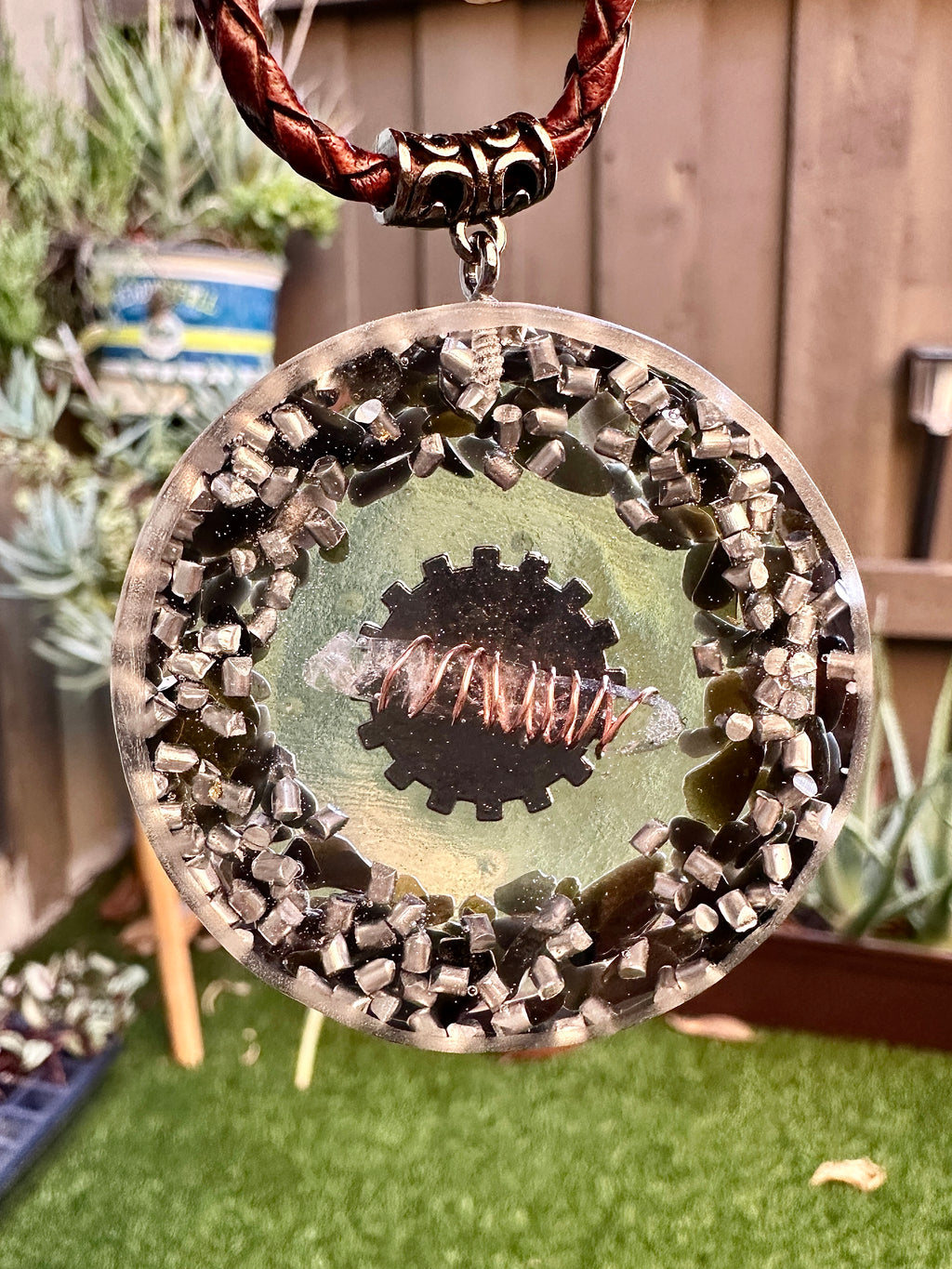 ORGONE OBSIDIAN GUNMETAL PENDANT